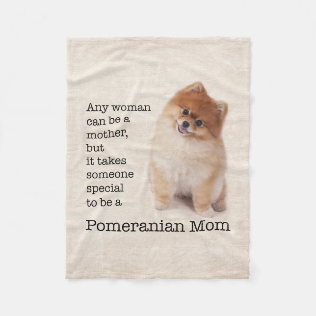 Pomeranian Mum Fleece Blanket (Front)