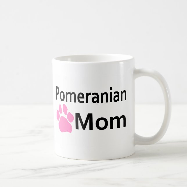 Pomeranian Mum Pink Paw Print Coffee Mug Cup (Right)
