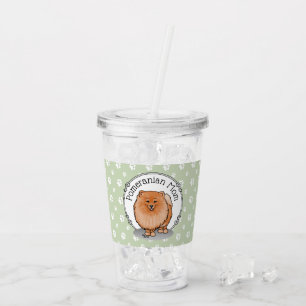 Pomeranian Mum Pom Mum (orange red) Cute Dog Mum Acrylic Tumbler
