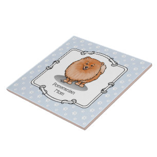 Pomeranian Mum Pom Mum (orange red) Cute Dog Mum Ceramic Tile