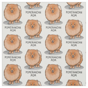 Pomeranian Mum Pom Mum (orange red) Cute Dog Mum Fabric