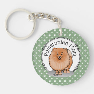 Pomeranian Mum Pom Mum (orange red) Cute Dog Mum Key Ring