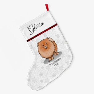 Pomeranian Mum Pom Mum (orange red) Cute Dog Mum Large Christmas Stocking