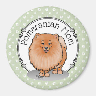 Pomeranian Mum Pom Mum (orange red) Cute Dog Mum Magnet