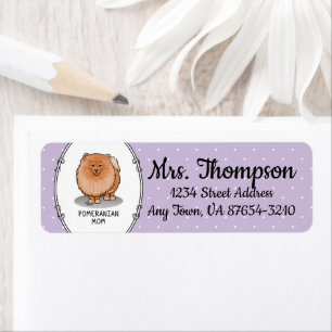 Pomeranian Mum Pom Mum (orange red) Cute Dog Mum Return Address Label