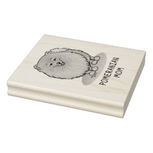 Pomeranian Mum Pom Mum (orange red) Cute Dog Mum Rubber Stamp