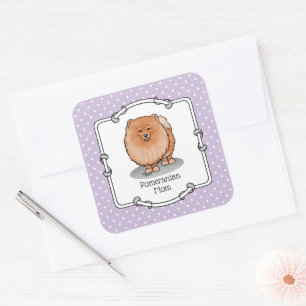 Pomeranian Mum Pom Mum (orange red) Cute Dog Mum Square Sticker