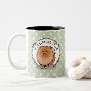 Pomeranian Mum Pom Mum (orange red) Cute Dog Mum Two-Tone Coffee Mug