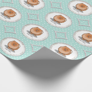 Pomeranian Mum Pom Mum (orange red) Cute Dog Mum Wrapping Paper
