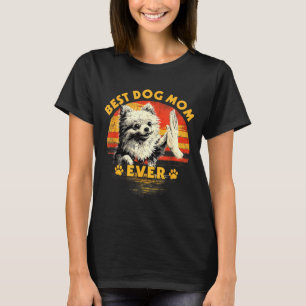 Pomeranian mum retro sunset funny dog mother's day T-Shirt