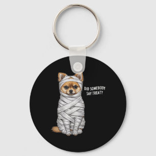 Pomeranian Mummy Halloween Dog Key Ring