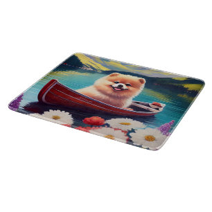 Pomeranian on a Paddle: A Scenic Adventure Cutting Board