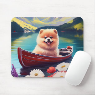 Pomeranian on a Paddle: A Scenic Adventure Mouse Pad