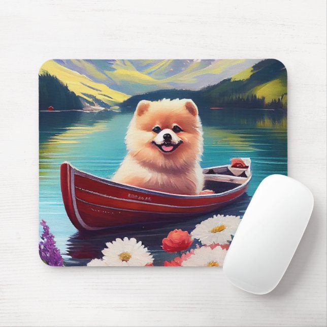Pomeranian on a Paddle: A Scenic Adventure Mouse Pad (With Mouse)