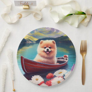 Pomeranian on a Paddle: A Scenic Adventure Paper Plate