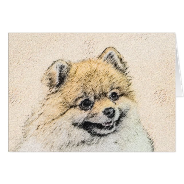 Pomeranian (Orange) Painting - Original Dog Art (Front Horizontal)