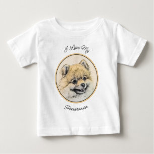 Pomeranian (Orange) Painting - Original Dog Art Baby T-Shirt