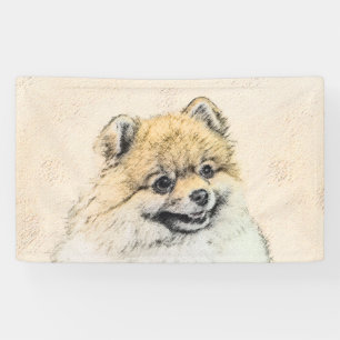 Pomeranian (Orange) Painting - Original Dog Art Banner