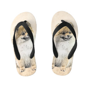 Pomeranian (Orange) Painting - Original Dog Art Kid's Thongs