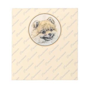Pomeranian (Orange) Painting - Original Dog Art Notepad