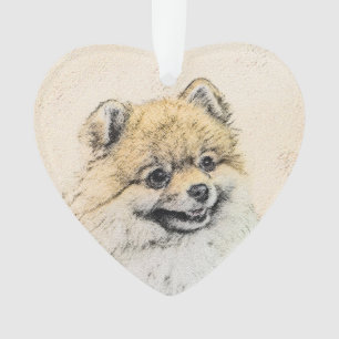 Pomeranian (Orange) Painting - Original Dog Art Ornament