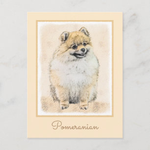 Pomeranian (Orange) Painting - Original Dog Art Postcard