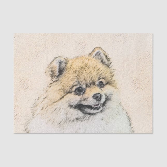 Pomeranian (Orange) Painting - Original Dog Art Tissue Paper (Front)