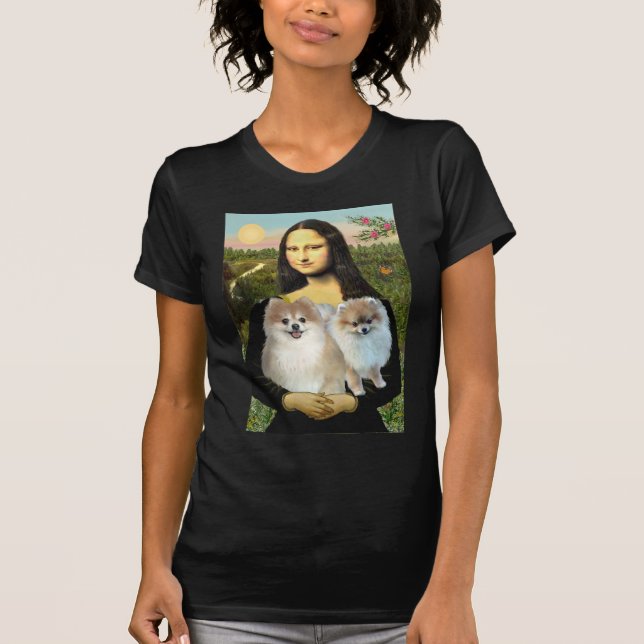 Pomeranian Pair 3 - Mona Lisa T-Shirt (Front)