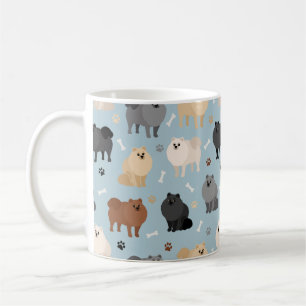 Pomeranian Paw-prints and Dog Bones Coffee Mug