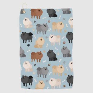 Pomeranian Paw-prints and Dog Bones Golf Towel
