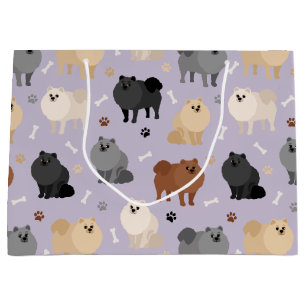 Pomeranian Paw-prints and Dog Bones Large Gift Bag