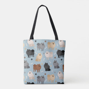 Pomeranian Paw-prints and Dog Bones Tote Bag