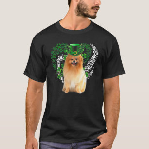 Pomeranian Paws Lucky Heart Patrick's Day Love T-Shirt