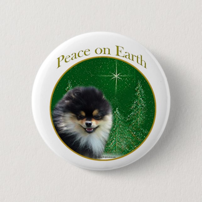 Pomeranian Peace 6 Cm Round Badge (Front)