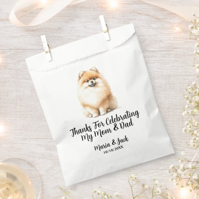 Pomeranian Pet Wedding Full Colour  Favour Bag (Clipped)