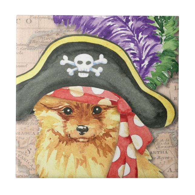 Pomeranian Pirate Ceramic Tile (Front)
