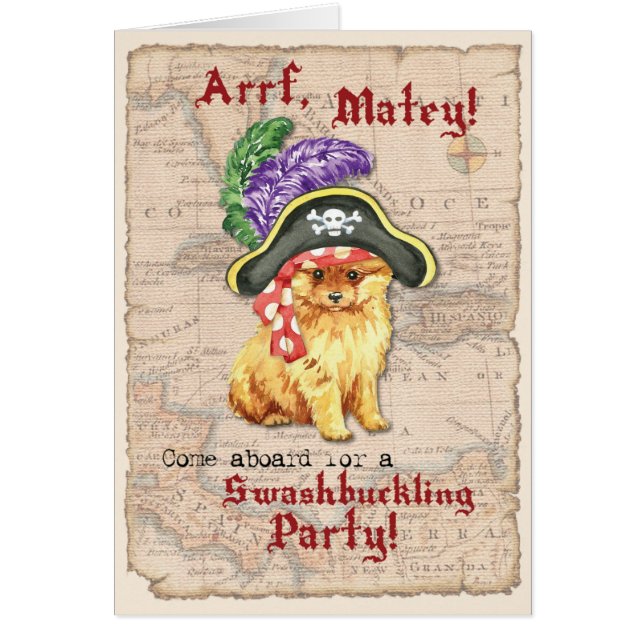 Pomeranian Pirate Invitation (Front)