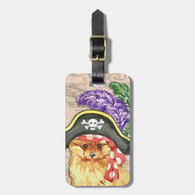 Pomeranian Pirate Luggage Tag (Front Vertical)