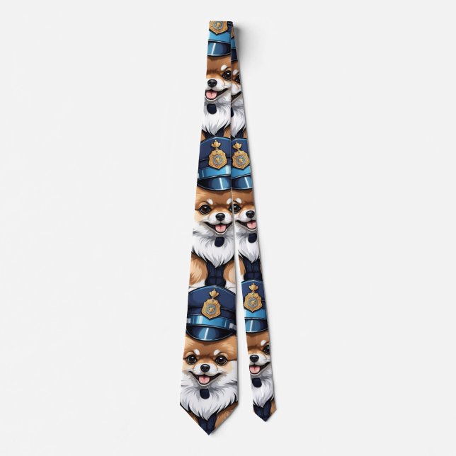 Pomeranian Police Officer Men's Tie (Front)