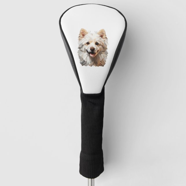 Pomeranian Pomeranian white in polygon style Class Golf Head Cover (Front)