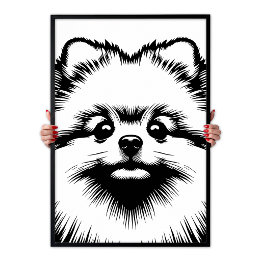 Pomeranian Pop Art White & Black Chic Aesthetic Poster