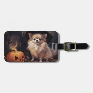 Pomeranian Pumpkins Halloween Scary Luggage Tag