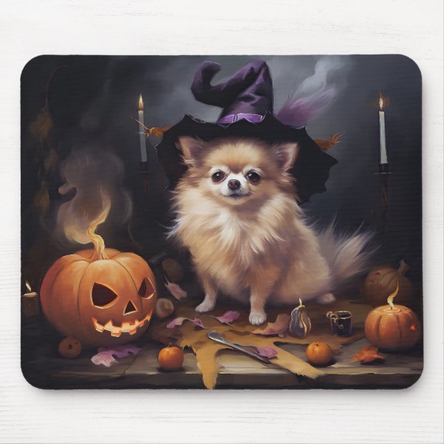 Pomeranian Pumpkins Halloween Scary  Mouse Pad (Front)