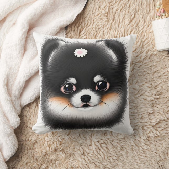 Pomeranian Puppy  Throw Pillow (Blanket)