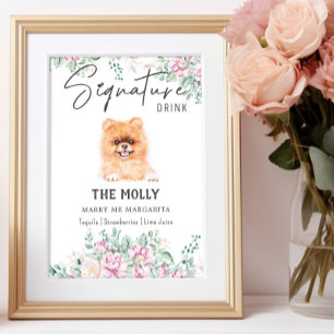 Pomeranian Puppy Wedding Signature Drink Sign
