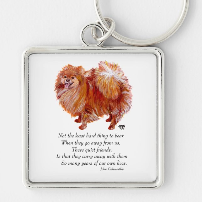 Pomeranian Rainbow Bridge Key Ring (Front)