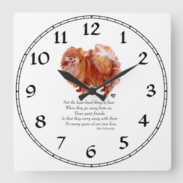 Pomeranian Rainbow Bridge Square Wall Clock (Front)