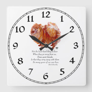 Pomeranian Rainbow Bridge Square Wall Clock