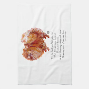 Pomeranian Rainbow Bridge Tea Towel