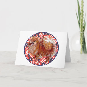 Pomeranian Red White & Blue Card